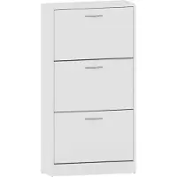 Famanu – Schoenenkast met 3 laden, organizer voor het opbergen van schoenen, uittrekbaar houten meubelstuk, wit