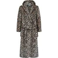 Gaubert Unisex Badjas Extra Lang met Capuchon en Ceintuur - Ochtendjas - Superzacht Coral Fleece - Heren Dames - Panterprint Zwart - Maat XXL/3XL - 8211-Beige
