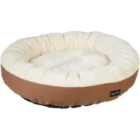 Famanu – Rond huisdierenbed, 51 x 51 x 15 cm, crème/bruin