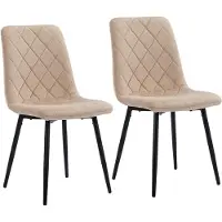 Relaxdays Eetkamerstoel, set van 2, fluweel, metalen poten, draagvermogen 120 kg, geschikt voor woonkamer en keuken, gestoffeerde keukelstoel, beige