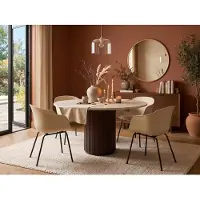 Vente-unique Eettafel voor 4 personen in Marmer en acaciahout - Wit en donker naturel ASKAM