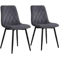 Relaxdays Eetkamerstoel, set van 2, fluweel, metalen poten, draagvermogen 120 kg, geschikt voor woonkamer en keuken, gestoffeerde keukenstoel, antraciet