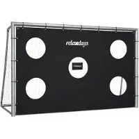 Relaxdays voetbaldoel met doellijst, afmetingen: 160 x 240 x 90 cm, net van PE en staal, met grondankers, geschikt voor de tuin, groot speeldoel, grijs