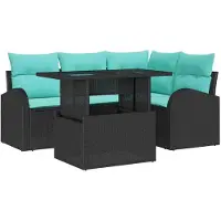 vidaXL Tuinset, 5-delig, zwarte polyrotan, voor 4 personen