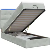 vidaXL Ottomanbed met matras en LED-verlichting, lichtgrijs, 90 x 190 cm, fluweel