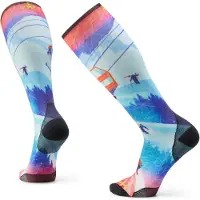 Smartwool Sok Unisex Ski Zero Cushion Ski Day Print OTC Socks Laguna Blue-M