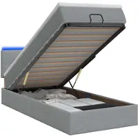 vidaXL Ottomanbed met matras en LED-verlichting, lichtgrijs, 90 x 190 cm, stof