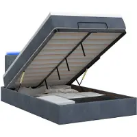 vidaXL Ottomanbed met matras en LED-verlichting, donkergrijs, 120 x 190 cm, fluweel