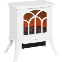 HOMCOM elektrische haard - Metaal - 37,3 x 23,1 x 44 cm - Wit