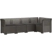 vidaXL 5-Zits Tuinbank met Kussens Rattanlook PP Lichtgrijs