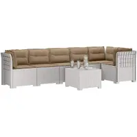 vidaXL 6-Zits Tuinbank met Kussens Rattan uitstraling PP Wit