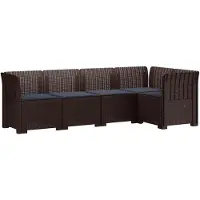 vidaXL 5-Zits Tuinbank met Kussens Rattanlook PP Bruin