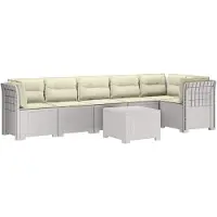 vidaXL 6-Zits Tuinbank met Kussens Rattan uitstraling PP Wit