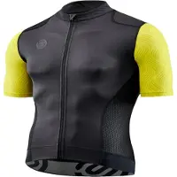 Skins Heren Elite fietsshirt met hoge kraag (Geel/zwart)