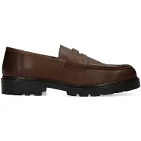 Manfield Bruine chunky leren loafers | Maat 44