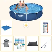 Bestway Steel Pro, ronde opblaasbare zwembad - 366x76 cm - 7-delig, model S22101