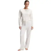 BOSS Katoenen pyjamabroek met logo voor dames (Wit)