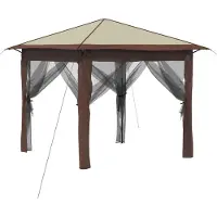 vidaXL Gazebo met 4 zijwanden, 2,6 x 2,6 m, crème en bruin