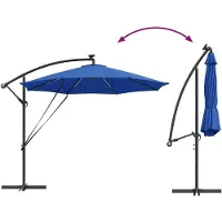 vidaXL Parasol 294 x 294 x 248 cm Polyester en Aluminium Azuurblauw