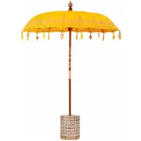 vidaXL Balinese parasol met basis Geel 185 x 185 x 260 cm Katoen