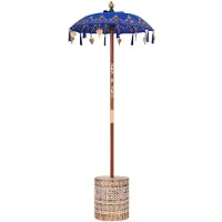 vidaXL Balinese parasol met basis Blauw 95 x 95 x 260 cm Katoen