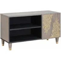 vidaXL TV Kast Grijs 80 x 33 x 46 cm Massief Mango Hout
