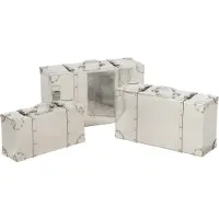 J-Line Glanzende dozen - MDF - zilver - set van 3