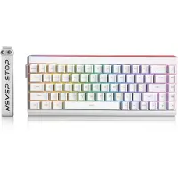 Eweadn DK68 Bedraad Mechanisch Toetsenbord 65% – RGB Gaming Keyboard met RGB Light Bar – Rode Switches – Anti-Ghosting – Wit