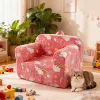 STILVORA Kinderfauteuil 64 x 49 x 49 Cm - Met Armleuningen, Draaggreep En Afneembare Wasbare Hoes - Voor Kinderkamer En Speelhoek - Stof Roze