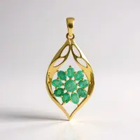 Cavill - 925 Sterling Zilver Hanger met Colombiaanse Smaragden - 1,616 ct Rond & Ovaal - Prong Zetting - Elegante Groene Edelsteen Sieraad