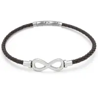 Frank 1967 7FB-0863 Heren Armband – Bruin Gevlochten Leer met Infinity Symbool