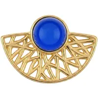 Cavill - Blauwe Colombiaanse Barnsteen Hanger - 0,9 ct Ronde Cabochon - 925 Sterling Zilver Verguld - Elegant Filigraan Design - Uniek Sieraad