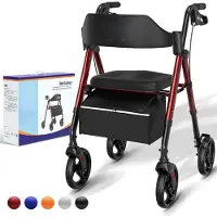 Vali Rollator - Voor binnen en buiten - Lichtgewicht en opvouwbare rollator - Donkerrood - 58cm x 58cm x 83cm
