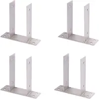 Alberts 4 x U-paaldrager, voor opschroeven, roestvrij staal, voor houten palen 91 mm, hoogte 200 mm
