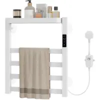Puluomis - Elektrische handdoekhouder 72W - Wandmontage - Plank - Temperatuurregeling met 6 standen - Timerfunctie - Aluminiumlegering - 45~70℃ - Wit