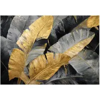 WALLARENA - Fotobehang - 250x175 cm - bananenbladeren met gouden details voor woonkamer en slaapkamer