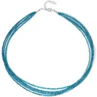 Cavill - Zilveren meerstrengige halsketting - 925 gerhodineerd zilver - neon blauwe Apatiet 56,33 ct - elegante damesketting Braziliaanse edelsteen