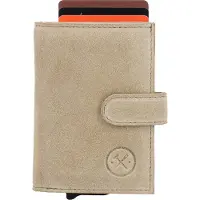 Hide & Stitches Brazos Safety Wallet - Suède Portemonnee - RFID Bescherming - Pasjeshouder - Creditcardhouder - Leren Dames Tas - Zand