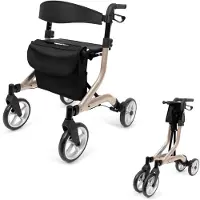 Vali Rollator - Rollators Binnen en Buiten - Rollator Lichtgewicht en Opvouwbaar - Champagne - 60cm x 50cm 20cm
