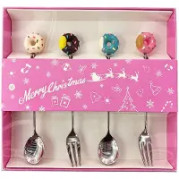 Clayre & Eef Dessert Bestek SET 4 Zilverkleurig Metaal Kerst