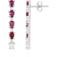 Cavill - Zilveren Oorbellen met Madagaskar Robijnen en Roze Toermalijn - 925 Sterling Zilver Platina Coating - 1,99 ct Druppel Edelsteen