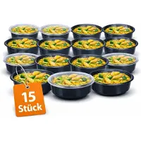 Markenlos – Meal prep bakjes set van 15 stuks, 700 ml, ronde kommen met deksel, BPA-vrij, magnetronbestendig en vaatwasmachinebestendig