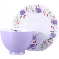 Veroni Melania Porseleinen Kopjes met Schotels (2 stuks, 250 ml)
