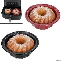 MamboCat Set van 2 CUCI mini-gugelhupfvormpjes, rond, Ø 12,3 cm, 1x zwart & 1x rood, van staal – 170492740