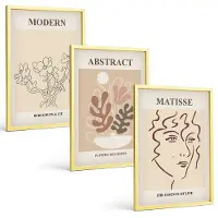 Tulup 4-Delige Schilderij Set - Plantenmotieven en lijnen in een moderne stijl - 40 x 60 cm - Muurdecoratie - Interieur Decoratie - Stijlvolle Muurdecoratie