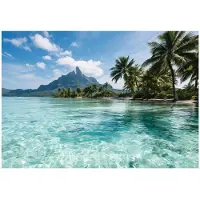 WALLARENA - Fotobehang - 350x250 cm - strand, palmen en lagune voor woonkamer en slaapkamer