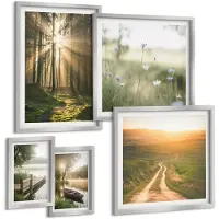 Tulup 4-Delige Schilderij Set - Boslandschappen met zonnestralen en kalm water - 50 x 50 cm, 20 x 30 cm en 40 x 60 cm - Wanddecoratie - Schilderijen Set - Kantoor - Interieur Decoratie