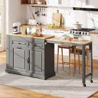 STILVORA Keukenkast - Uitschuifbaar Werkblad Met Opbergruimte - Verrijdbaar Voor Keuken En Eetkamer - MDF - 112-180x45x92 Cm - Grijs
