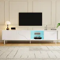 OKWISH Dressoir TV-Meubel – 3 Schuifdeuren – Met Appgestuurde LED-Verlichting – Minimalistische Opbergruimte – MDF Wit – 180x40x45 cm