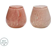 Vase the World Waxinelichthouder Elite Tasman | Pastel Pink | Mondgeblazen glas | Set van 2 | Ø12,5 x H11,5 cm